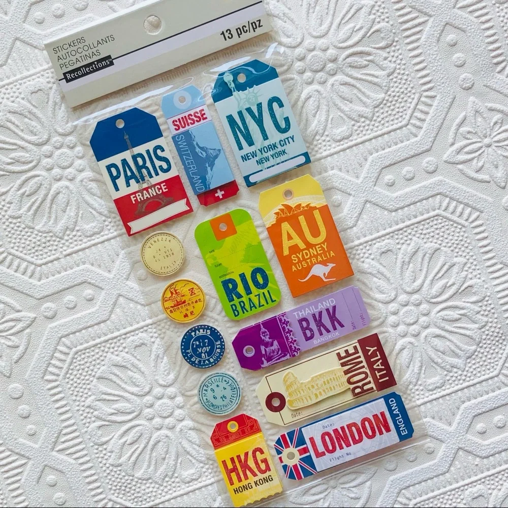 Travel Themed Stickers 13 pc